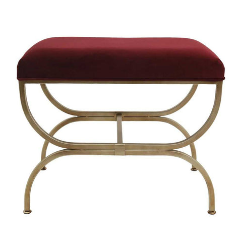 Novak Antique Gold Iron Stool - Mulberry Velvet - OUTLET NSW - Novak Antique Gold Iron Stool - Mulberry Velvet - OUTLET NSW - Eleganté