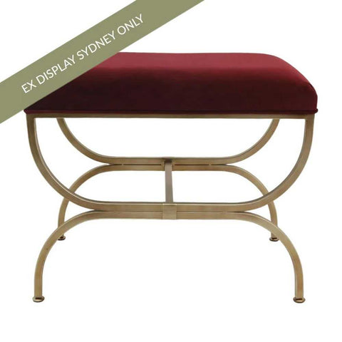 Novak Antique Gold Iron Stool - Mulberry Velvet - OUTLET NSW - Novak Antique Gold Iron Stool - Mulberry Velvet - OUTLET NSW - Eleganté