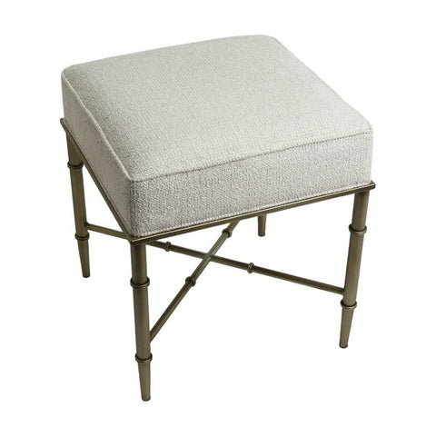 Hacienda Antique Gold Iron Stool - Speckle Ecru - Ottomans and Stools - Eleganté