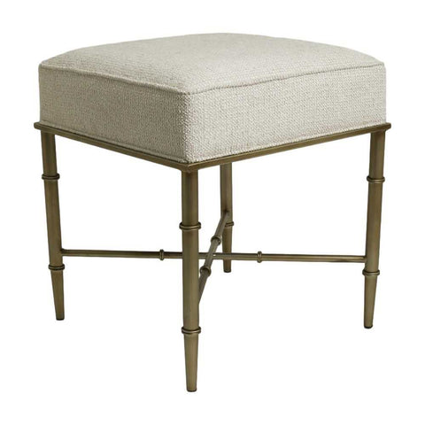 Hacienda Antique Gold Iron Stool - Speckle Ecru - Ottomans and Stools - Eleganté
