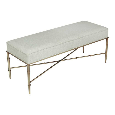 Hacienda Antique Gold Iron Bench Ottoman - Speckle Ecru - Ottomans and Stools - Eleganté