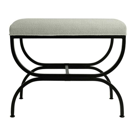 Novak Black Iron Stool - Speckle Ecru - Ottomans and Stools - Eleganté