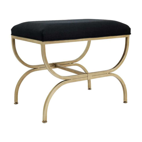 Novak Antique Gold Iron Stool - Black Linen - OUTLET NSW