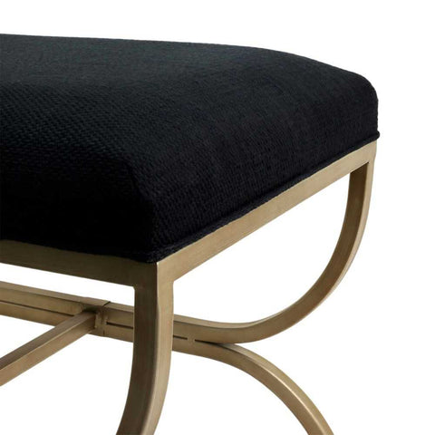 Novak Antique Gold Iron Stool - Black Linen - OUTLET NSW