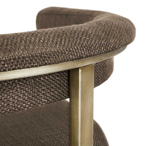 Dino Kitchen Stool with Upholstered Arms - Chocolate Linen - Kitchen and Bar Stools - Eleganté