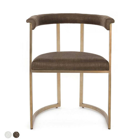 Dino Dining Chair with Upholstered Arms - Chocolate Linen - Dining Chairs - Eleganté