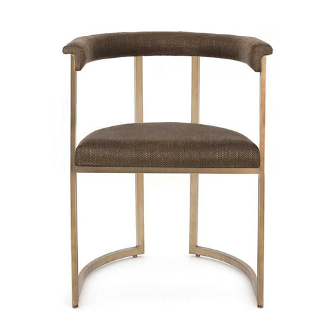 Dino Dining Chair with Upholstered Arms - Chocolate Linen - Dining Chairs - Eleganté