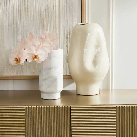 Aries Marble Vase - Large White - Bowls, Vases, Vessels - Eleganté