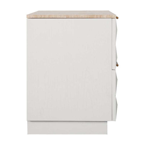 Benedict 53x62.5cm White Oak Bedside Table - Travertine - Bedside Tables - Eleganté