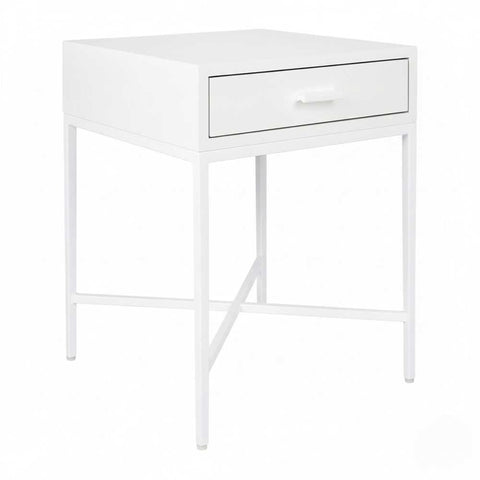 Nessa 45x60cm 1 Drawer Bedside Table - All White - Bedside Tables - Eleganté
