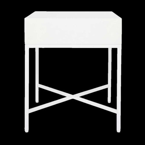 Nessa 45x60cm 1 Drawer Bedside Table - All White - Bedside Tables - Eleganté