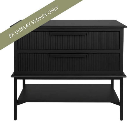 Aimee 76x70cm Bedside Table - Large All Black - OUTLET NSW - Aimee 76x70cm Bedside Table - Large All Black - OUTLET NSW - Eleganté
