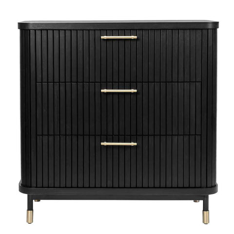 Sophia 96cm 3 Drawer Chest - Black - Chests of Drawers - Eleganté