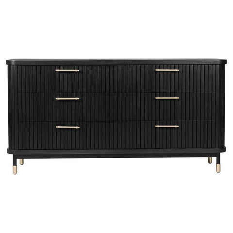 Sophia 160cm 6 Drawer Chest - Black - Chests of Drawers - Eleganté