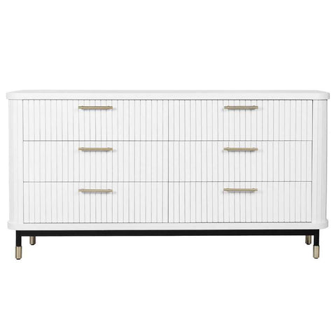 Sophia 160cm 6 Drawer Chest - White - Chests of Drawers - Eleganté