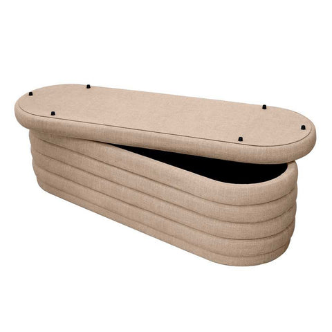 Demi Storage Bench Ottoman - Beige - Ottomans and Stools - Eleganté