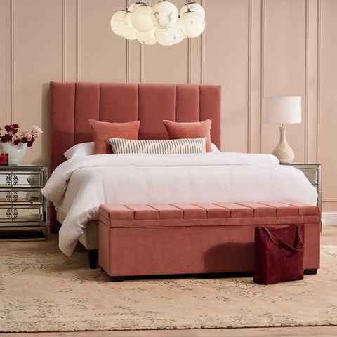 Soho Storage Bench Ottoman - Dusty Rose Velvet - Ottomans and Stools - Eleganté