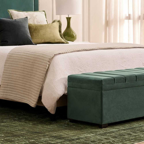 Soho Storage Bench Ottoman - Teal Velvet - Ottomans and Stools - Eleganté