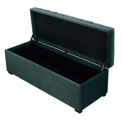 Soho Storage Bench Ottoman - Teal Velvet - Ottomans and Stools - Eleganté