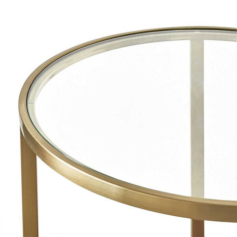 Chloe Glass and Timber Side Table - Gold - Side Tables - Eleganté