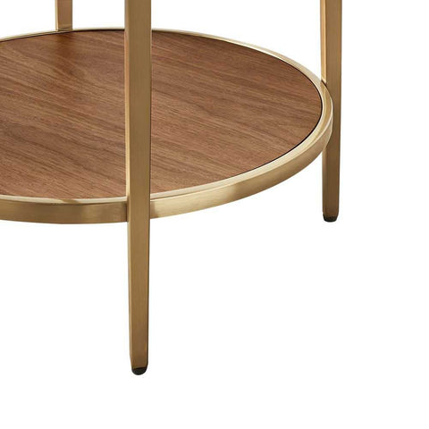 Chloe Glass and Timber Side Table - Gold - Side Tables - Eleganté