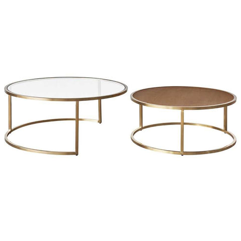 Chloe Glass and Timber Nesting Coffee Table - Gold - Coffee Tables - Eleganté