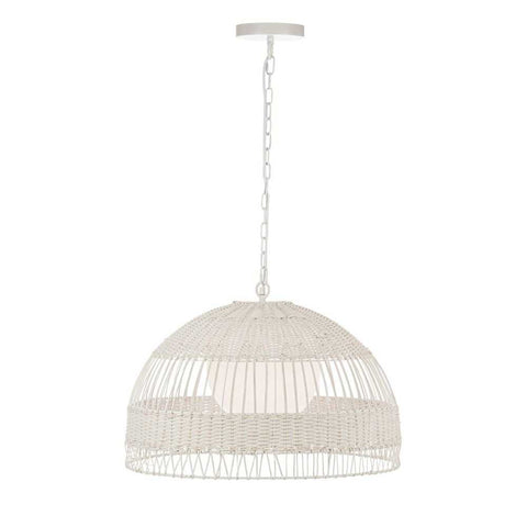 Fortaleza Rattan Pendant - Medium White - Fortaleza Rattan Pendant - Medium White - Eleganté