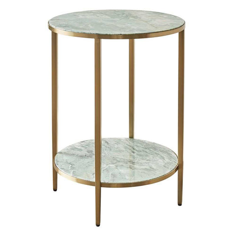 Chloe Dusty Jade Marble Side Table - Gold - Side Tables - Eleganté