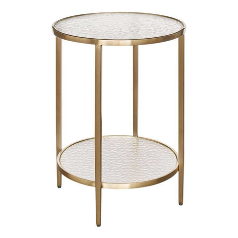Chloe Rippled Glass Side Table - Gold - Side Tables - Eleganté