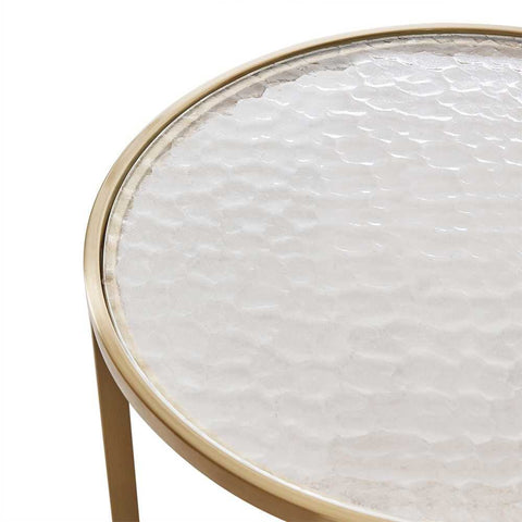 Chloe Rippled Glass Side Table - Gold - Side Tables - Eleganté