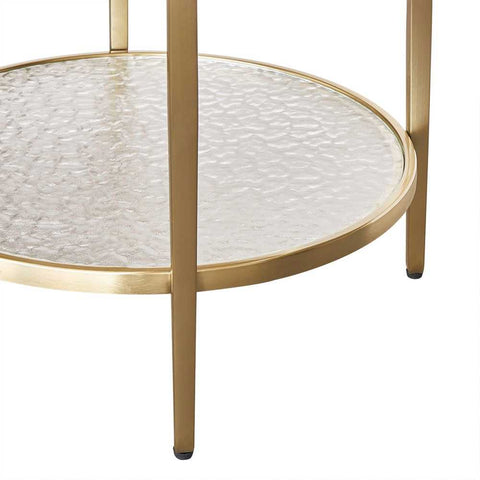 Chloe Rippled Glass Side Table - Gold - Side Tables - Eleganté