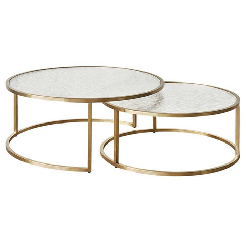 Chloe Rippled Glass Nesting Coffee Table - Gold - Coffee Tables - Eleganté
