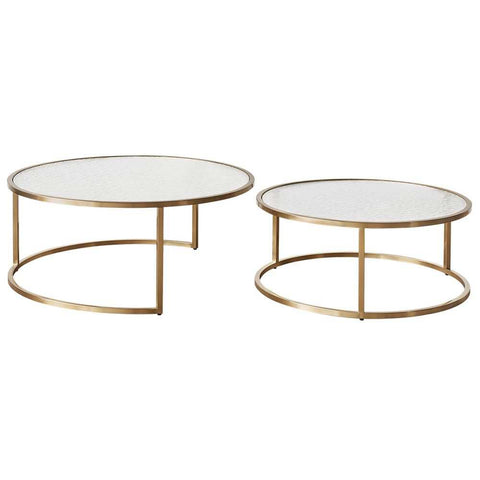 Chloe Rippled Glass Nesting Coffee Table - Gold - Coffee Tables - Eleganté