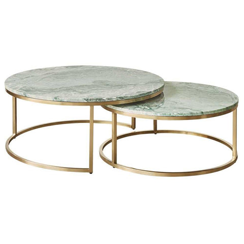 Chloe Dusty Jade Marble Nesting Coffee Table - Gold - Coffee Tables - Eleganté