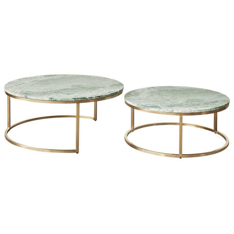 Chloe Dusty Jade Marble Nesting Coffee Table - Gold - Coffee Tables - Eleganté