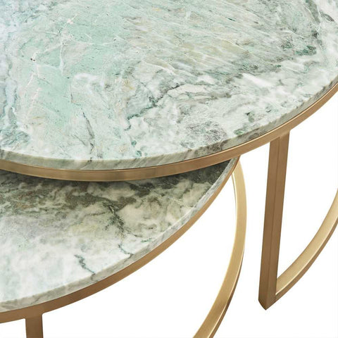 Chloe Dusty Jade Marble Nesting Coffee Table - Gold - Coffee Tables - Eleganté