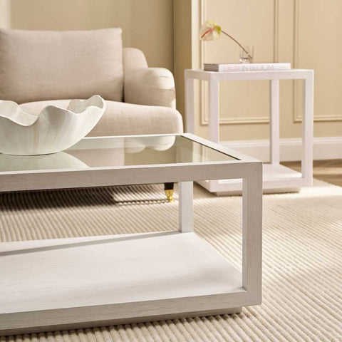 Sadie Oak Rectangle Coffee Table - White - Coffee Tables - Eleganté