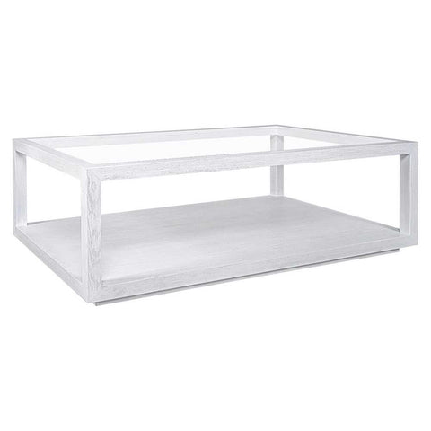 Sadie Oak Rectangle Coffee Table - White - Coffee Tables - Eleganté