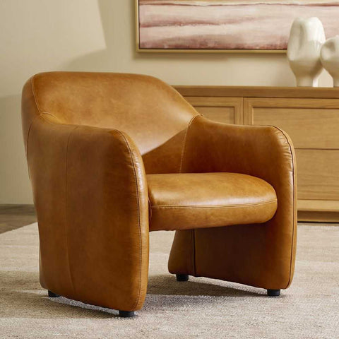 Clifton Arm Chair - Light Brown Leather - Occasional Chairs - Eleganté