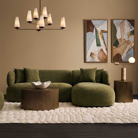 Greenwich Modular 3 Seater Sofa w Right Chaise - Sage Chenille - Greenwich Modular 3 Seater Sofa w Right Chaise - Sage Chenille - Eleganté