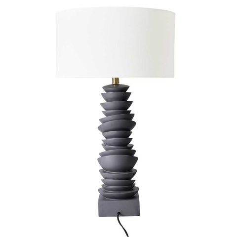 Mendoza Table Lamp - Grey w White Shade - Mendoza Table Lamp - Grey w White Shade - Eleganté