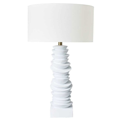 Mendoza Table Lamp - White w Off White Shade - Mendoza Table Lamp - White w Off White Shade - Eleganté