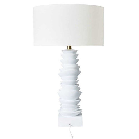 Mendoza Table Lamp - White w Off White Shade - Mendoza Table Lamp - White w Off White Shade - Eleganté