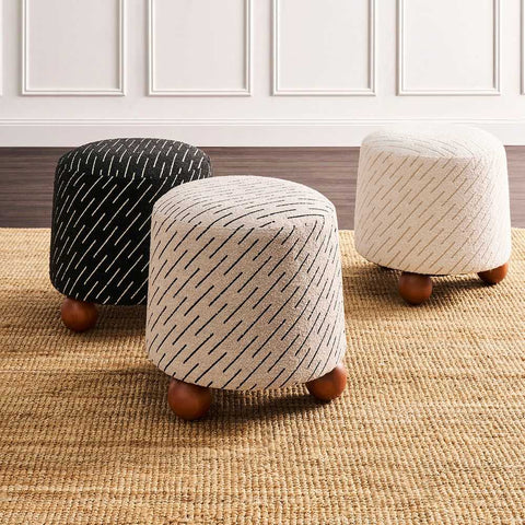 Orta Stool - Black Jacquard - Ottomans and Stools - Eleganté