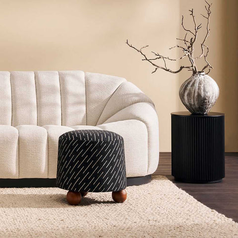 Orta Stool - Black Jacquard - Ottomans and Stools - Eleganté