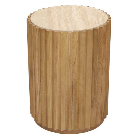 Carter Travertine Side Table - Walnut - Side Tables - Eleganté