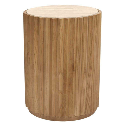 Carter Travertine Side Table - Walnut - Side Tables - Eleganté