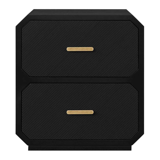 Anderson 2 Drawer Bedside Table - Black
