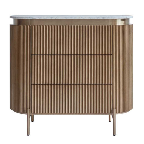 Demarco 98cm 3 Drawer Chest - Antique Gold - Chests of Drawers - Eleganté