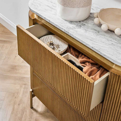 Demarco 98cm 3 Drawer Chest - Antique Gold - Chests of Drawers - Eleganté